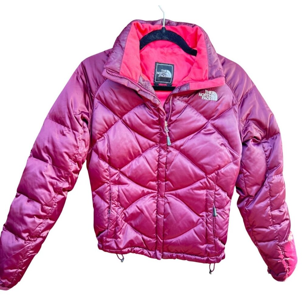 The North Face Womens Jacket XS Burgundy Quilted Puffer Zip